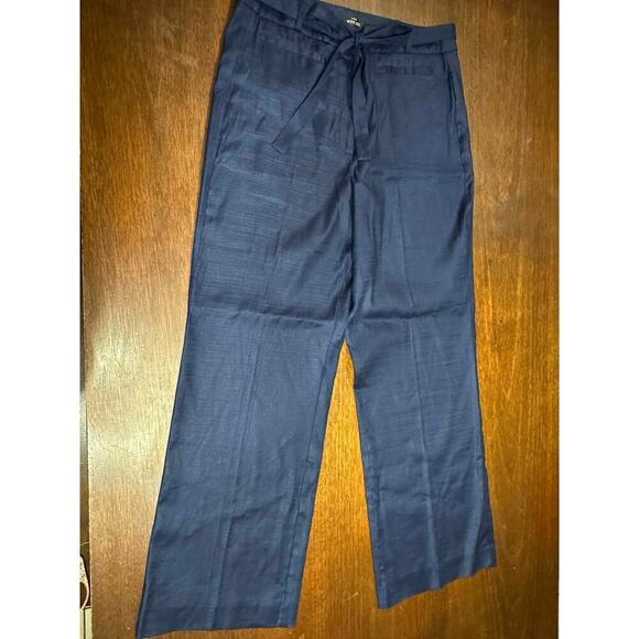 White House Black Market Pants - Linen Blend Wide Leg Pants Women 12 Blue Career Academia Twee Classy Neutral